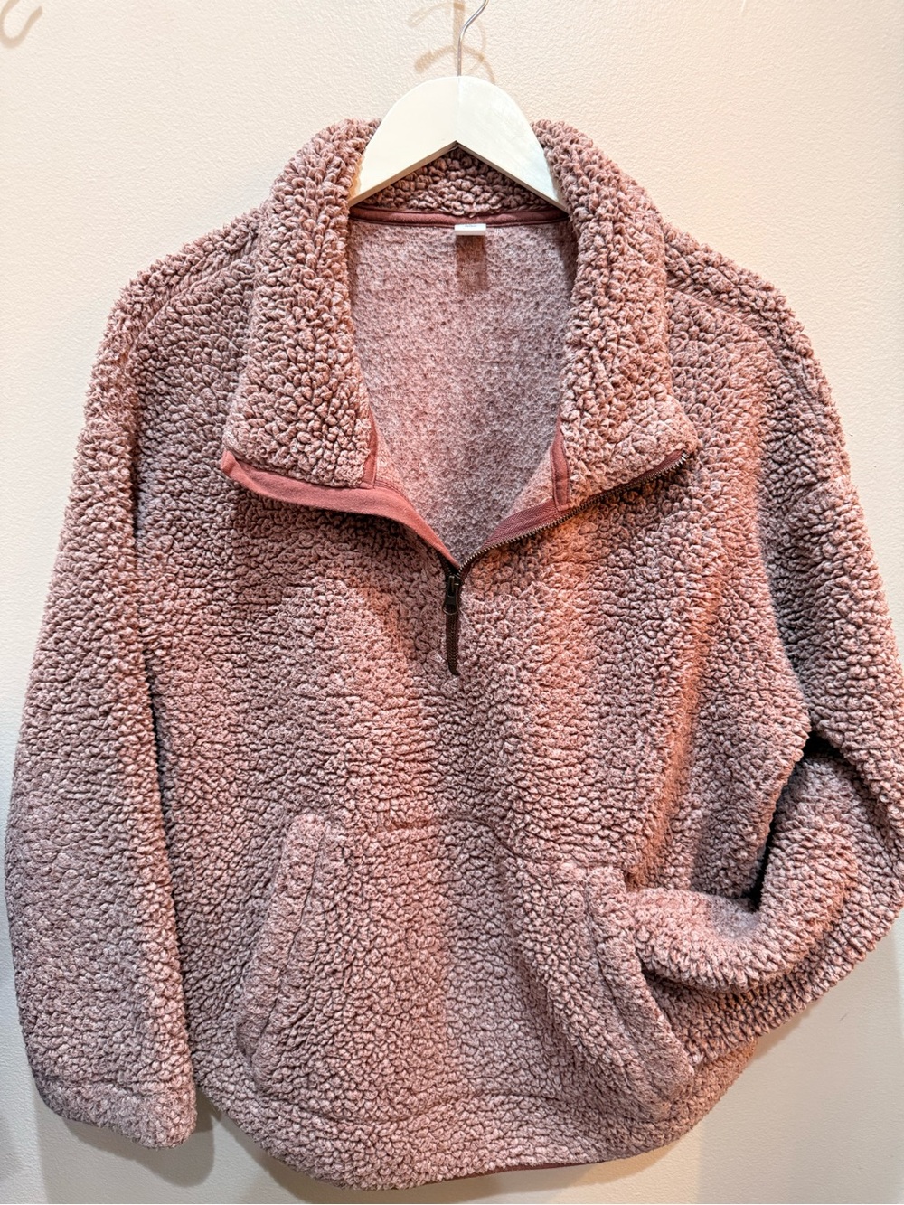 Old Navy Dusty Rose Sherpa Quarter Zip Pullover Size L